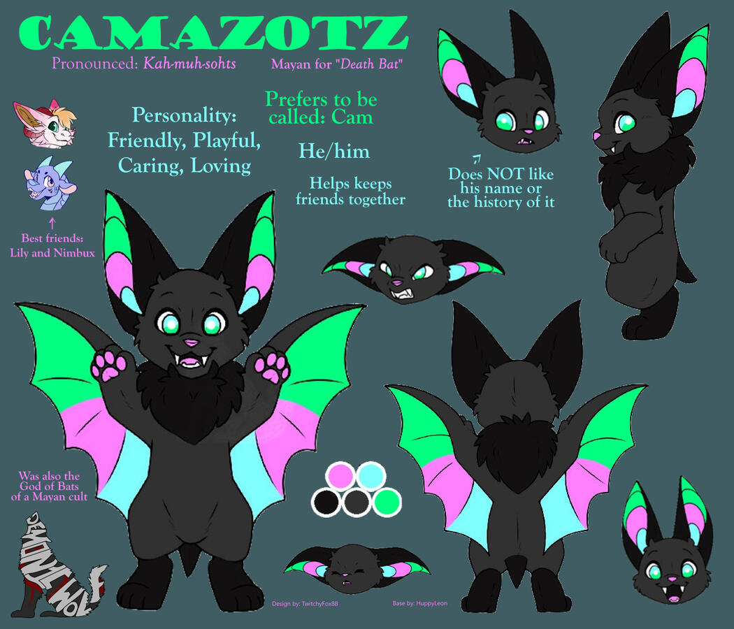 Camazotz (Cam) - Bat - He/him - Click the image to see his FurAffinity page to see and find out more!