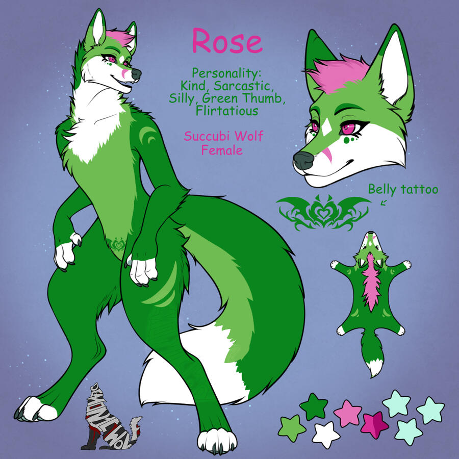 Rose - Succubi Wolf - She/her - Click the image to see her FurAffinity page to see and find out more!