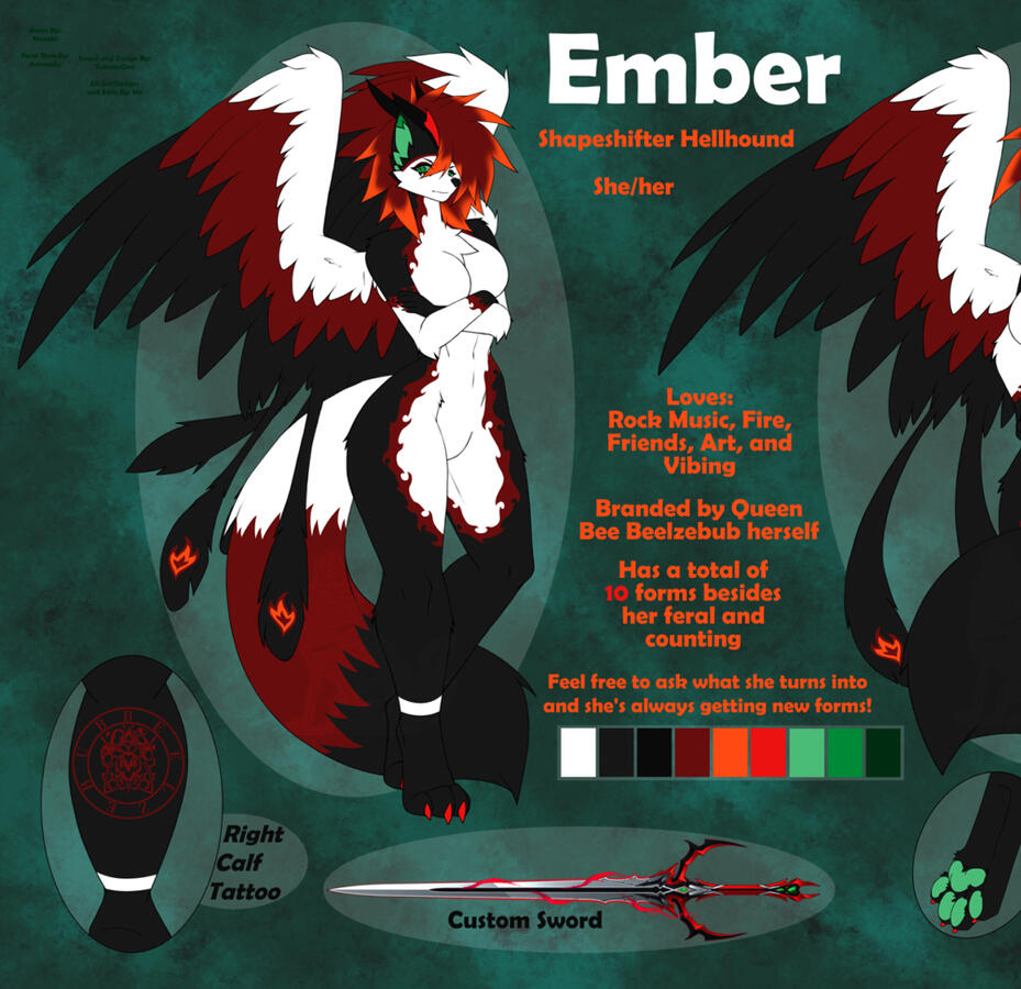 Ember - Shapeshifting Hellhound - She/her - Click the image to see her FurAffinity page to see and find out more!