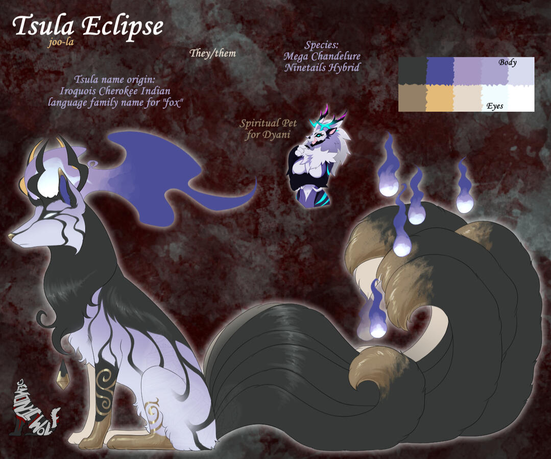 Tsula Eclipse - Mega Chandelure Ninetails Hybrid - They/them - Click the image to see their FurAffinity page to see and find out more!