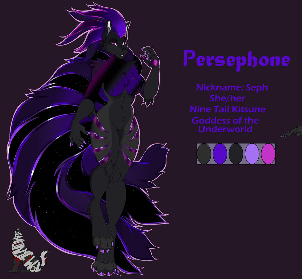 Persephone - Ninetails Kitsune - She/her - Click the image to see her FurAffinity page to see and find out more!
